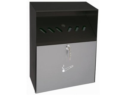 Nástenný popolník, oceľ, 6 otvorov, so strieškou, WEDO, sivá/čierna