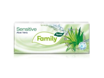 Papierové vreckovky, 3-vrstvové, 10x10 ks, TENTO "Family", aloe vera