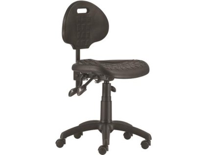Pracovná stolička, s operadlom, plastová, asynchrónny mechanizmus, "1290", čierna