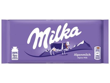 Tabuľková čokoláda, 100 g, MILKA, z alpského mlieka