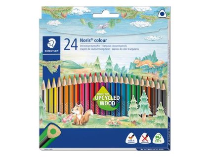 Farebné ceruzky, sada, trojhranné, STAEDTLER "Noris Colour 187", 24 rôznych farieb