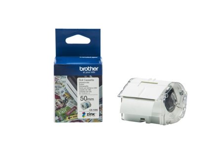 Páska do štítkovača, kontinuálna, 50 mm x 5 m, BROTHER, "CZ-1005", bielo-farebná