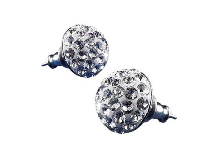 Náušnice, pologuľa, s prírodným bielym SWAROVSKI® krištáľom, 10 mm, ART CRYSTELLA®