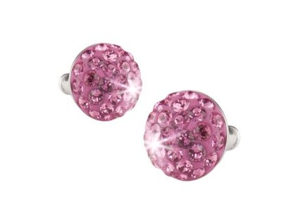 Náušnice, pologuľa, s ružovým krištáľom SWAROVSKI®, 10 mm,  ART CRYSTELLA®