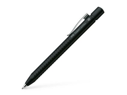 Guľôčkové pero, 0,35 mm, stláčací mechanizmus, metalovo čierne telo, FABER-CASTELL "Grip-2011", modrá