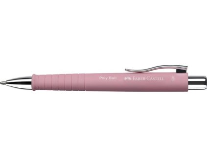 Guľôčkové pero, 0,7 mm, stláčací mechanizmus, ružové telo pera, FABER-CASTELL "Poly Ball", modrá