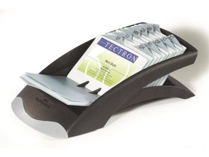 Kartotéka na vizitky, plastová, 200-kusová, A-Z rozlišovač, ležatá, DURABLE, "VISIFIX®", čierna