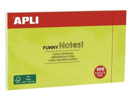 Samolepiaci blok, 125x75 mm, 100 listov, APLI, zelená