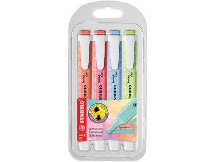 Zvýrazňovač, sada, 1-4 mm, STABILO "Swing Cool Pastel" 4 rôzne farby