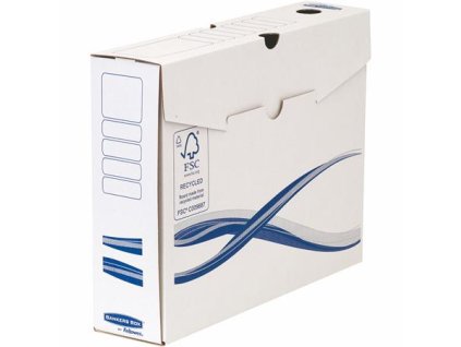 Archivačná krabica, A4, 80 mm, FELLOWES "Bankers Box Basic", modrá/biela
