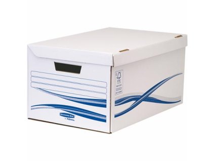 Archivačný kontajner, s výklopným vekom, kartón, veľký, FELLOWES "Bankers Box Basic", modrá-biela