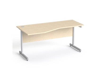 Písací stôl, zakrivený, ľavý, so sivými kovovými nohami, 160x80cm, MAYAH "Freedom SV-30", javor