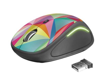 Myš, bezdrôtová, optická, USB, TRUST "Yvi", geometrický vzor