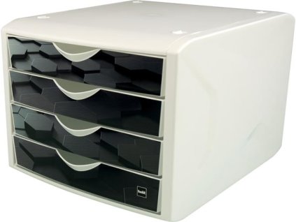 Zásuvkový box, plastový, 4 zásuvky, HELIT "Chameleon", čierna