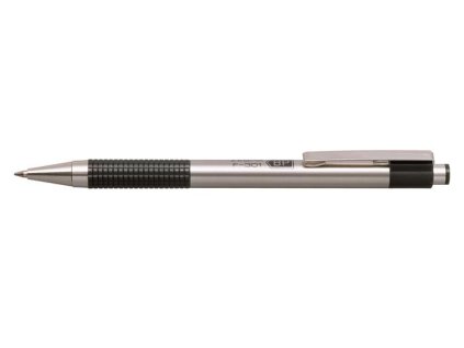 Guľôčkové pero, 0,24 mm, stláčací mechanizmus, nehrdzavejúca oceľ, čierna farba tela, ZEBRA "F-301", modrá