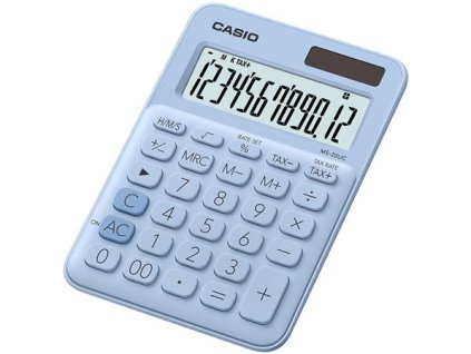 Kalkulačka, stolová, 12-miestna, CASIO "MS 20UC", svetlomodrá