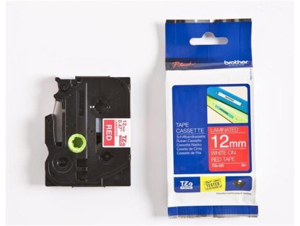 Etiketovacia páska, 12mmx8m, BROTHER, "TZe-435", červeno-biela