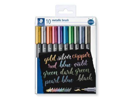 Dekoračný popisovač, 1-6 mm, kužeľový hrot, STAEDTLER "8321", 10 rôznych kovových farieb