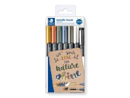 Dekoračný popisovač, 1-6 mm, kužeľový hrot, STAEDTLER "8321", 6 rôznych kovových farieb