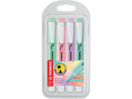 Zvýrazňovač, sada, 1-4 mm, STABILO "Swing Cool Pastel", 4 rôzne farby