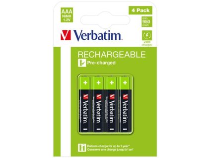 Nabíjateľná batéria, AAA mikro, 4x950 mAh, VERBATIM