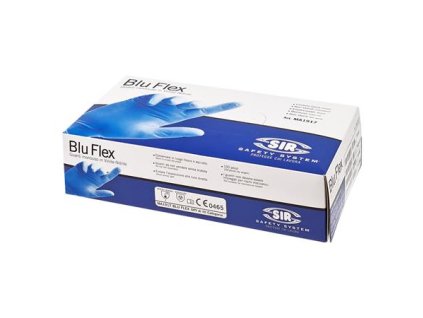 Ochranné rukavice, jednorazové, bez latexu, nitrilové, veľkosť S, 100 ks, nepudrované, "Blu Flex"