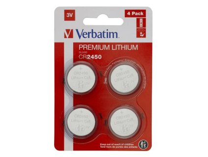 Gombíková batéria, CR2450, 4 ks, VERBATIM "Premium"
