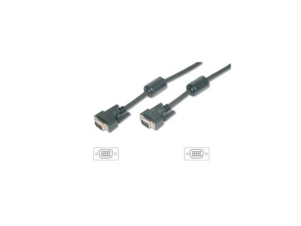VGA prepojovací kábel, s feritovým prstencom, 5 m, EQUIP
