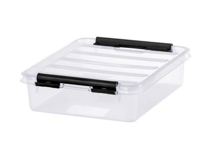Úložný box, plastový, 1 l, čierne úchytky, SMARTSTORE "Classic 1", priehľadný