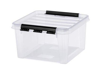 Úložný box, plastový, 8 l, čierne úchytky, SMARTSTORE "Classic 12", priehľadný
