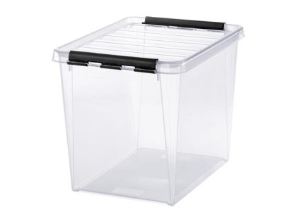 Úložný box, plastový, 25 l, čierne úchytky, SMARTSTORE "Classic 16", priehľadný