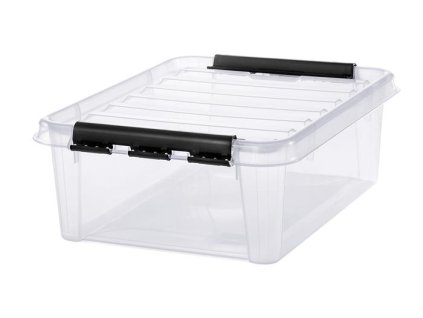 Úložný box, plastový, 21 l, čierne úchytky, SMARTSTORE "Classic 24", priehľadný