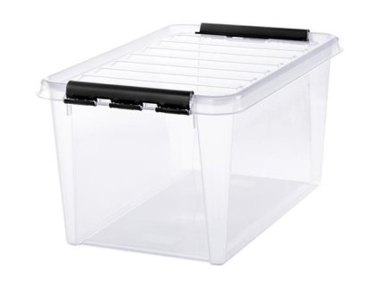 Úložný box, plastový, 47  l, čierne úchytky, SMARTSTORE "Classic 45",  priehľadný