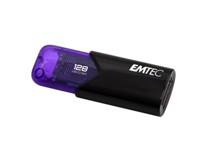 USB kľúč, 128GB, USB 3.2, EMTEC "B110 Click Easy", čierna-fialová