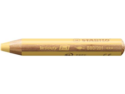 Farebná ceruzka, hrubá, STABILO "Woody 3 in 1 Pastel", pastelovo žltá