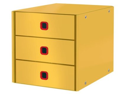 Zásuvkový box, laminovaný kartón, 3 zásuvky, LEITZ "Cosy Click&Store", teplá žltá