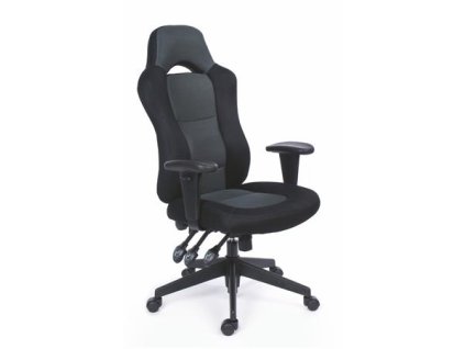 Manažérska stolička, čierne/sivé čalúnenie, čierny podstavec, MAYAH "Racer Plus"