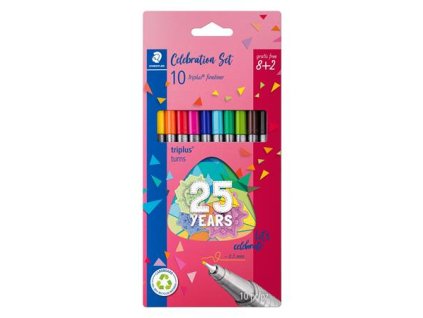 Liner, sada, 0,3 mm, STAEDTLER "Triplus® fineliner 334", 10 rôznych farieb