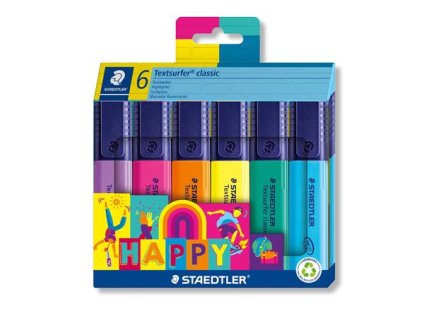 Zvýrazňovač, sada, 1-5 mm, STAEDTLER "Textsurfer® classic 364 C Happy", 6 rôznych farieb