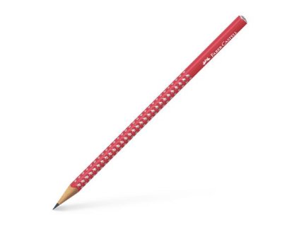 Grafitová ceruzka, B, trojhranný tvar, FABER-CASTELL "Sparkle", červená