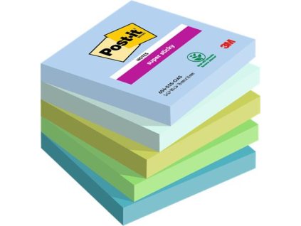 Samolepiaci bloček, 76x76 mm, 5x90 listov, 3M POSTIT "Super Sticky Oasis", mix farieb