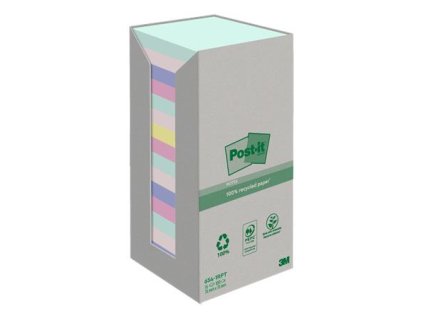 Samolepiaci bloček, 76x76 mm, 16x100 listov, ekologický, 3M POSTIT "Nature", mix pastelových farieb
