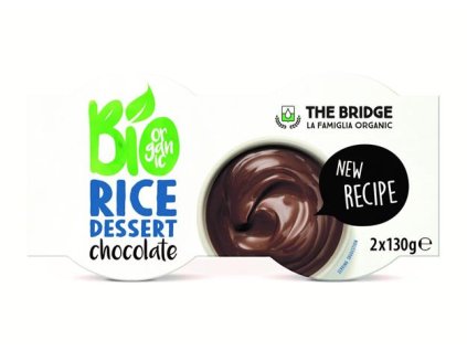 Rastlinný dezert, bio,  bio, 2x130 g, THE BRIDGE, ryžový, čokoládová príchuť