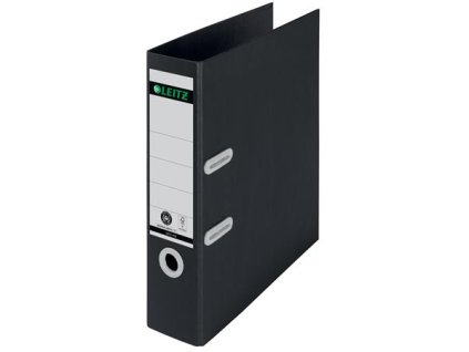 Pákový šanón, 80 mm, A4, kartónový, recyklovaný, LEITZ "180 Recycle", čierna