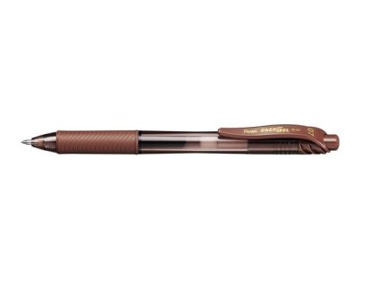 Gélové pero, 0,35 mm, stláčací mechanizmus, PENTEL "EnerGelX BL107", hnedá