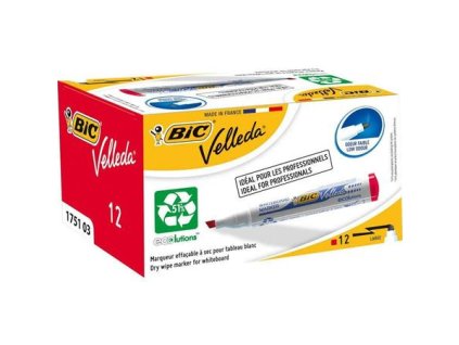 Popisovač na biele a flipchartové tabule, 1,1-5,6 mm, zrezaný hrot, BIC "Velleda ecolutions", červený