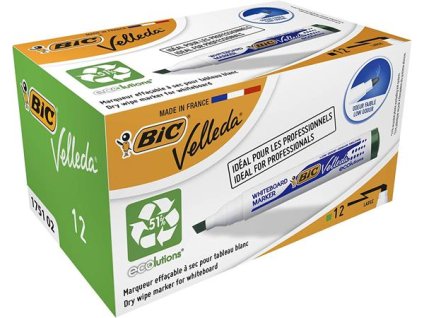 Popisovač na biele a flipchartové tabule, 1,1-5,6 mm, zrezaný hrot, BIC "Velleda ecolutions", zelený