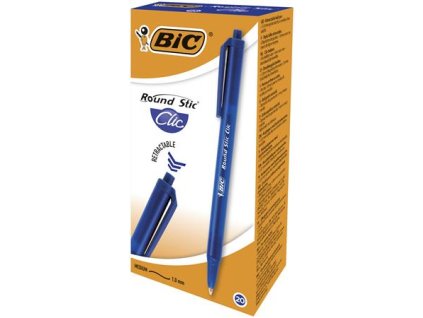 Guľôčkové pero, 0,32 mm, stláčací mechanizmus, BIC "Round Stic Clic", modré