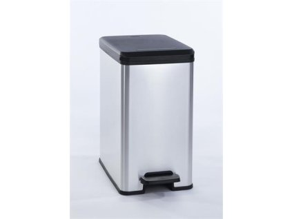 Odpadkový kôš, pedálový, 25 l, CURVER "Slim Bin", čierno-strieborná