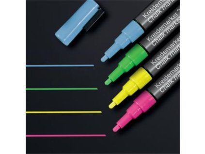 Kriedový popisovač, tekutý, sada, kužeľový hrot, 1-2 mm SIGEL, 4 rôzne farby